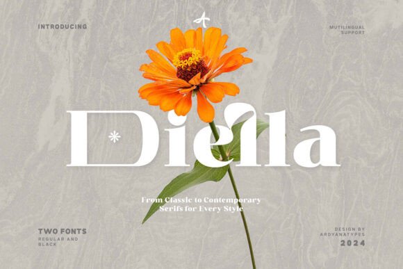 Diella: A Modern Serif Font for Digital Design